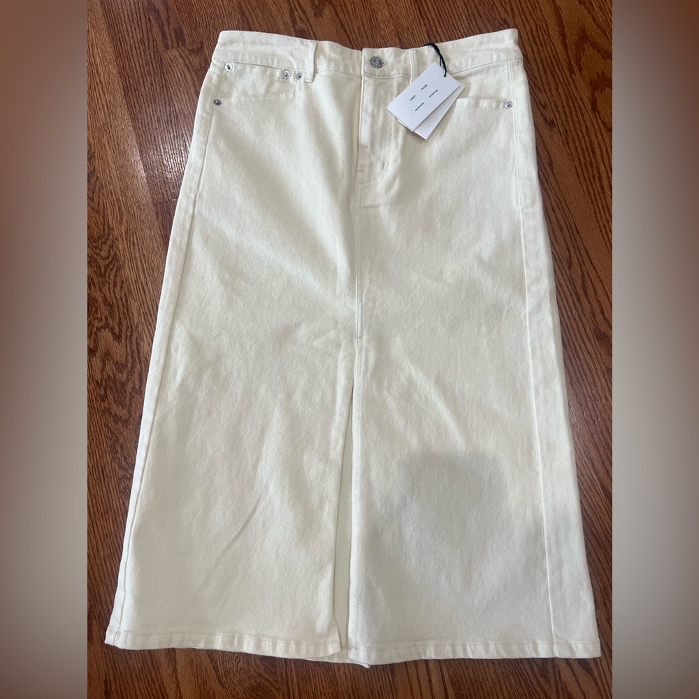 Proenza Schouler White Label Denim Midi Skirt Women's Size 2 (yellowish color)